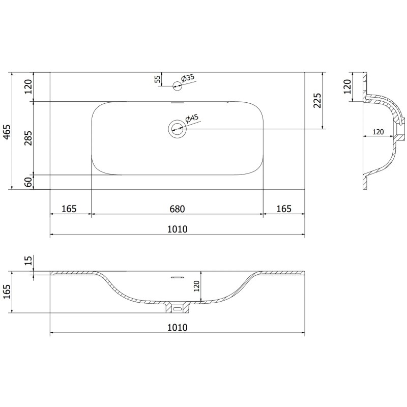 Mexen Orio dulap de baie 100 cm cu lavoar Vela, 1 sertar, alb mat - 91A10-10047-1-BF01-W23M01
