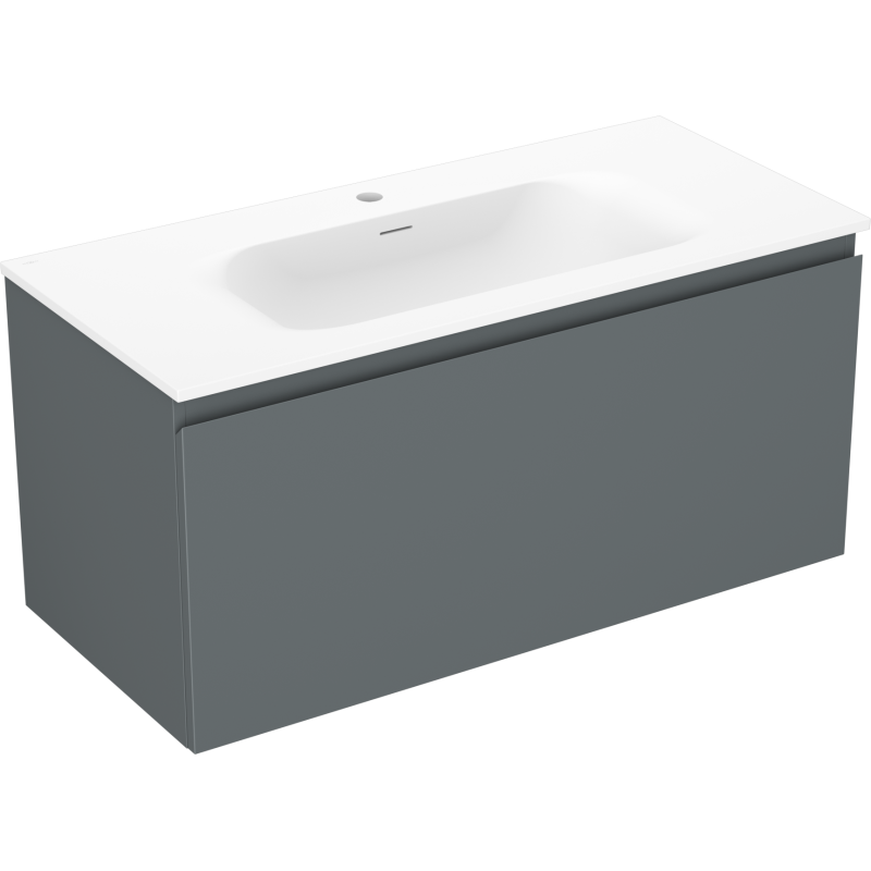 Mexen Orio 100 cm-es fürdőszobai szekrény Vela mosdóval, 1 fiók, grafit matt/fehér matt - 91A10-10047-1-BF66-W23M01