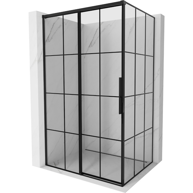 Mexen Rox balra toló zuhanykabin 150 x 110 cm, fekete rács, fekete - 8C2-150-110-75-77-L - 8C2-150-110-70-77-L