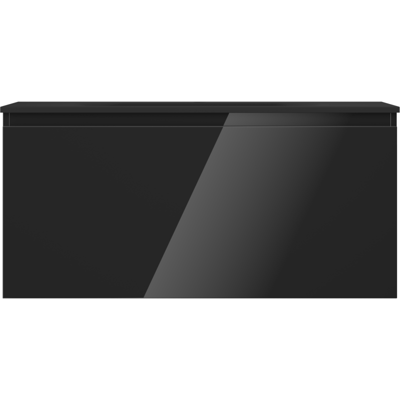 Mexen Orio 100 cm-es fürdőszobai szekrény Vela mosdóval, 1 fiók, fekete fényes/fekete matt - 91A10-10047-1-BF70-W23M71