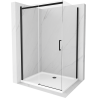 Mexen Omega 120 x 100 cm-es eltolható zuhanykabin, átlátszó, fekete + Flat zuhanytálca, fehér - 825-120-100-70-00-4010B