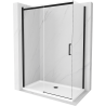 Mexen Omega 130 x 70 cm-es tolóajtós zuhanykabin, átlátszó, fekete + Flat zuhanytálca, fehér - 825-130-070-70-00-4010B