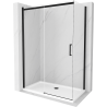 Mexen Omega cabină de duș extensibilă 130 x 70 cm, transparent, Neagră + cadă de duș Flat, Albă - 825-130-070-70-00-4010B