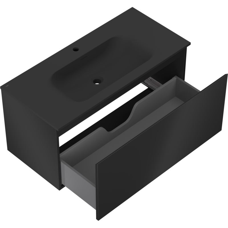 Mexen Orio dulap baie 100 cm cu lavoar Vela, 1 sertar, negru mat - 91A10-10047-1-BF71-W23M71