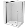Mexen Omega cabină de duș extensibilă 140 x 100 cm, transparent, Neagră + cadă de duș Flat, Albă - 825-140-100-70-00-4010B