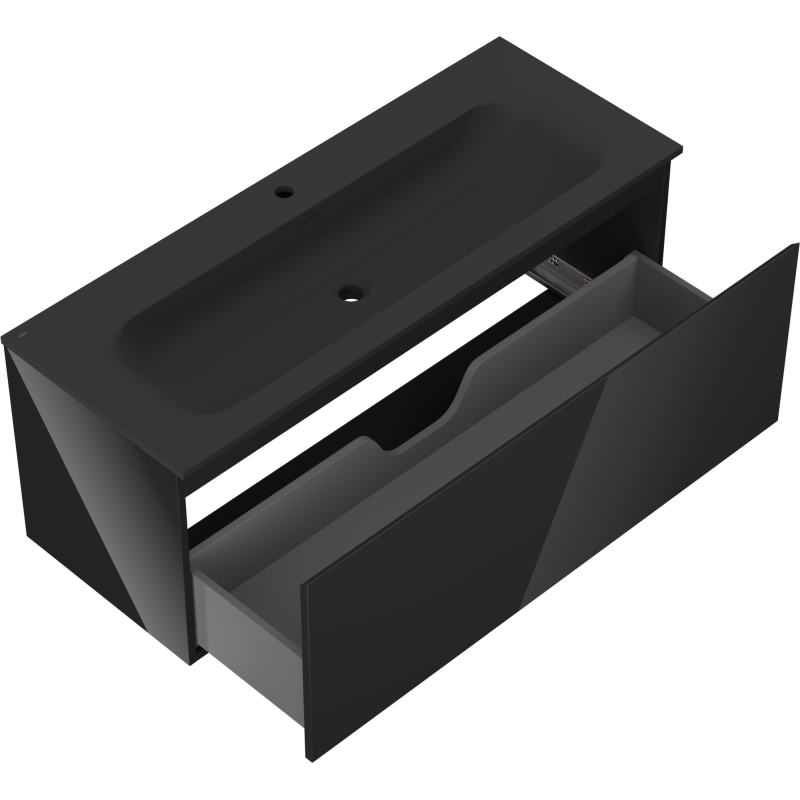 Mexen Orio dulap baie 120 cm cu lavoar Vela, 1 sertar, negru lucios/mat negru - 91A10-12047-1-BF70-W23M71