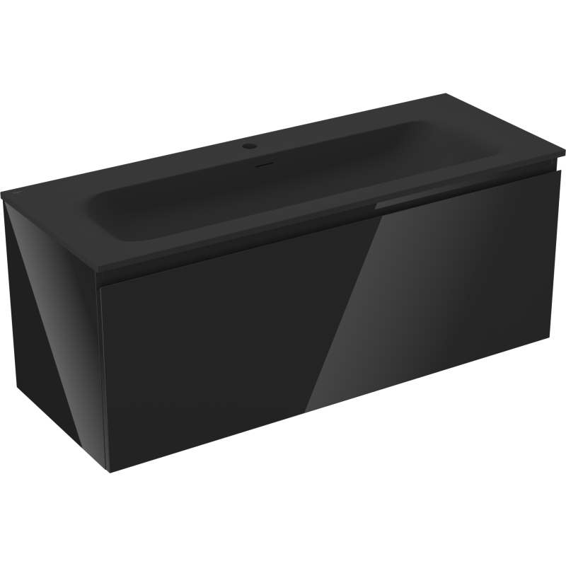 Mexen Orio dulap baie 120 cm cu lavoar Vela, 1 sertar, negru lucios/negru mat - 91A10-12047-1-BF70-W23M71