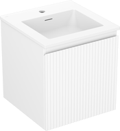 Mexen Rivel fürdőszobai szekrény 45 cm Otis mosdóval, 1 fiók, bordázott, matt fehér - 91A20-04547-1-BF01-W18M01