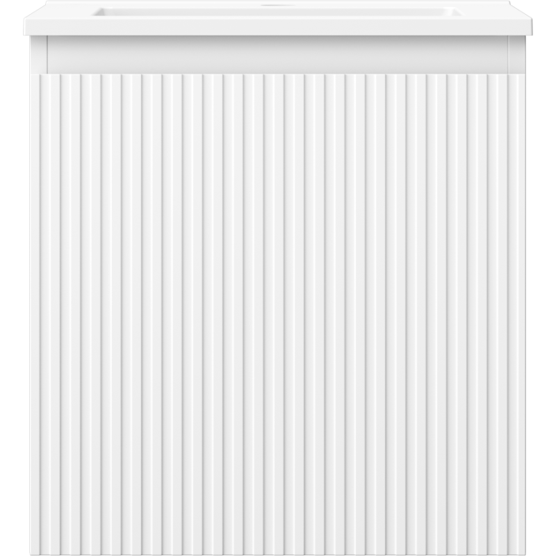 Mexen Rivel fürdőszobai szekrény 45 cm Otis mosdóval, 1 fiók, bordázott, matt fehér - 91A20-04547-1-BF01-W18M01