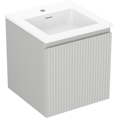 Mexen Rivel dulap baie 45 cm cu lavoar Otis, 1 sertar, cu caneluri, gri mat/alb mat - 91A20-04547-1-BF62-W18M01