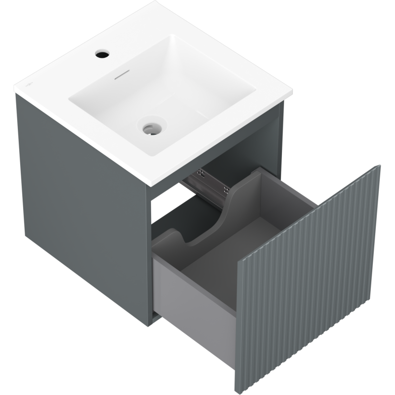 Mexen Rivel dulap baie 45 cm cu chiuvetă Otis, 1 sertar, canelat, grafit mat/alb mat - 91A20-04547-1-BF66-W18M01