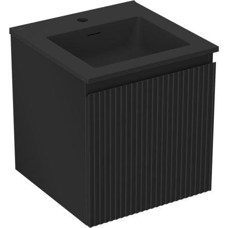 Mexen Rivel dulap baie 45 cm cu chiuvetă Otis, 1 sertar, fațetă, negru mat - 91A20-04547-1-BF71-W18M71