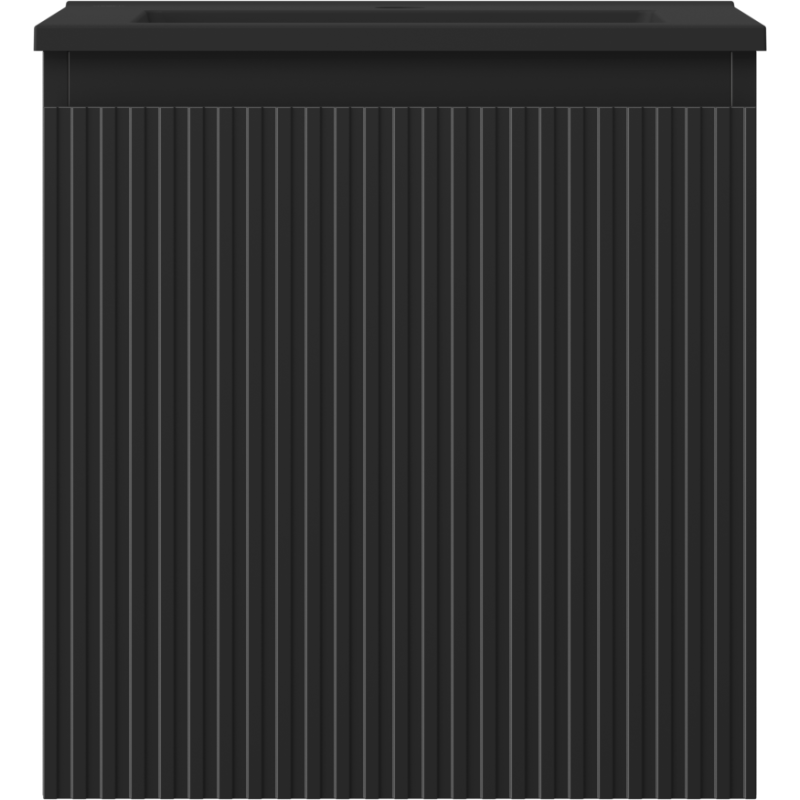 Mexen Rivel 45 cm-es fürdőszobai szekrény Otis mosdóval, 1 fiókos, bordázott, fekete matt - 91A20-04547-1-BF71-W18M71