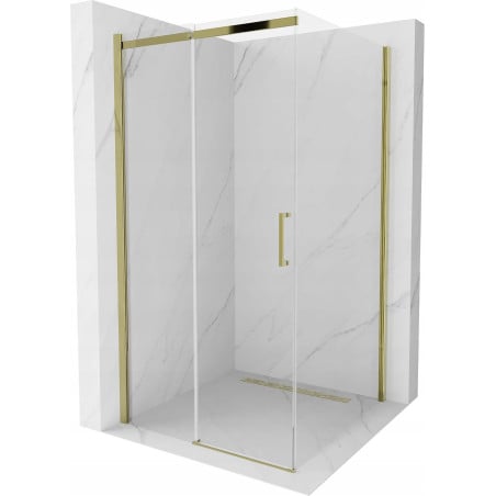 Mexen Omega cabină de duș glisantă 100 x 100 cm, transparentă, aurie - 825-100-100-50-00