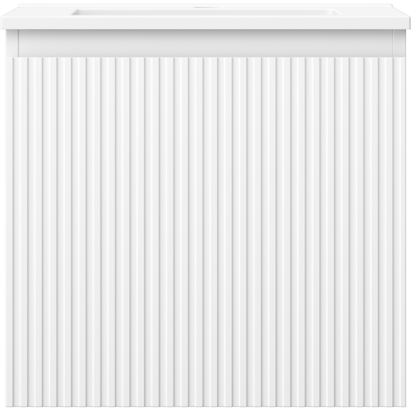 Mexen Rivel fürdőszobaszekrény 50 cm mosdóval Otis, 1 fiók, bordázott, matt fehér - 91A20-05047-1-BF01-W18M01