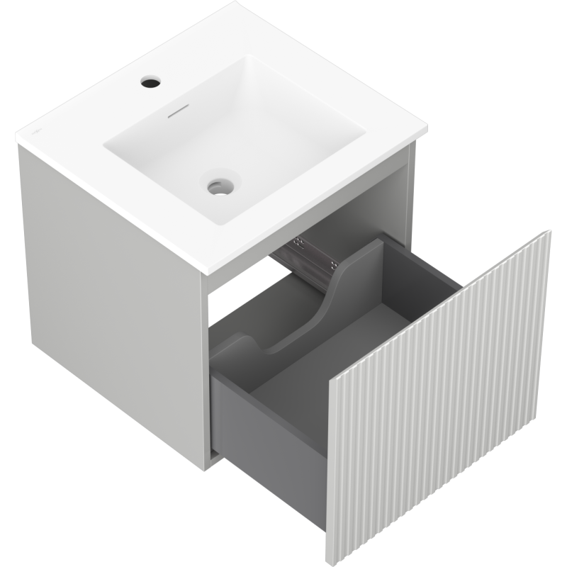 Mexen Rivel dulap baie 50 cm cu lavoar Otis, 1 sertar, canelat, gri mat/alb mat - 91A20-05047-1-BF62-W18M01