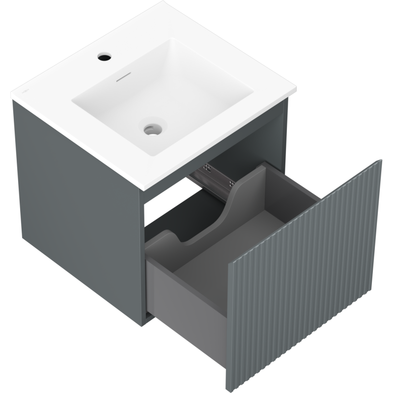 Mexen Rivel dulap baie 50 cm cu chiuvetă Otis, 1 sertar, canelat, grafit mat/alb mat - 91A20-05047-1-BF66-W18M01