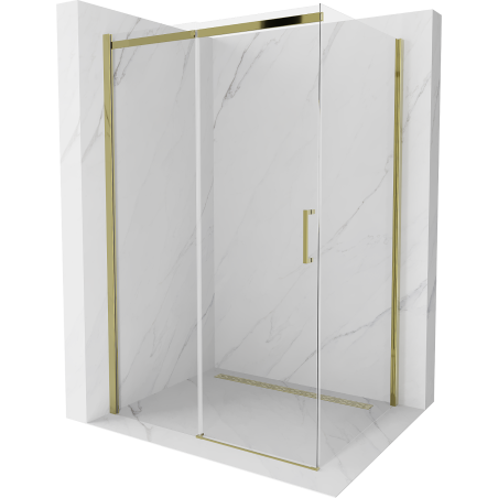 Mexen Omega cabina de duș culisantă 110 x 100 cm, transparentă, aurie - 825-110-100-50-00