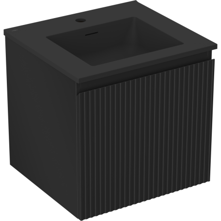 Mexen Rivel dulap baie 50 cm cu chiuvetă Otis, 1 sertar, fațetat, negru mat - 91A20-05047-1-BF71-W18M71