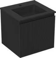 Mexen Rivel dulap baie 50 cm cu chiuvetă Otis, 1 sertar, fațetat, negru mat - 91A20-05047-1-BF71-W18M71