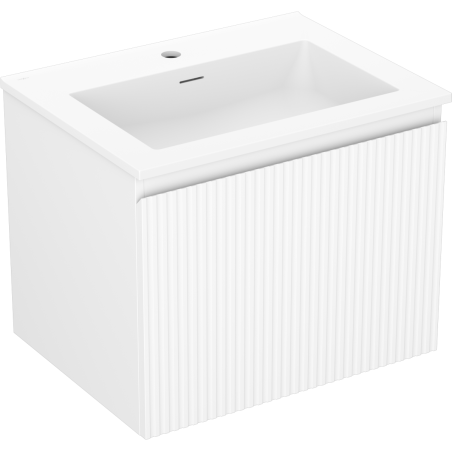 Mexen Rivel dulap baie 60 cm cu chiuvetă Otis, 1 sertar, canelată, alb mat - 91A20-06047-1-BF01-W18M01