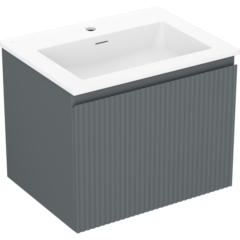Mexen Rivel dulap baie 60 cm cu lavoar Otis, 1 sertar, șanfrenat, grafit mat/alb mat - 91A20-06047-1-BF66-W18M01