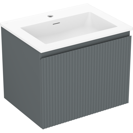 Mexen Rivel dulap baie 60 cm cu lavoar Otis, 1 sertar, canelat, grafit mat/alb mat - 91A20-06047-1-BF66-W18M01
