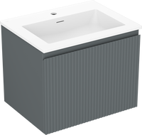 Mexen Rivel dulap baie 60 cm cu lavoar Otis, 1 sertar, șanfrenat, grafit mat/alb mat - 91A20-06047-1-BF66-W18M01
