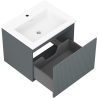 Mexen Rivel 60 cm-es fürdőszobaszekrény Otis mosdóval, 1 fiók, redőzött, grafit matt/fehér matt - 91A20-06047-1-BF66-W18M01