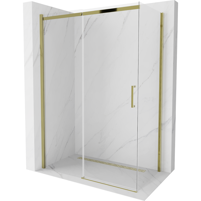 Mexen Omega 130 x 70 cm-es toló zuhanykabin, átlátszó, arany - 825-130-070-50-00