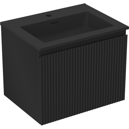 Mexen Rivel dulap baie 60 cm cu chiuvetă Otis, 1 sertar, canelat, negru mat - 91A20-06047-1-BF71-W18M71