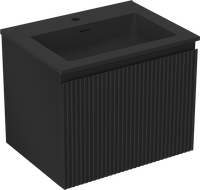 Mexen Rivel dulap baie 60 cm cu chiuvetă Otis, 1 sertar, riflat, negru mat - 91A20-06047-1-BF71-W18M71