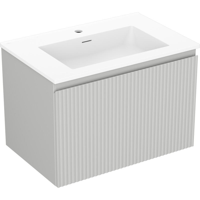 Mexen Rivel dulap baie 70 cm cu chiuvetă Otis, 1 sertar, canelat, gri mat/alb mat - 91A20-07047-1-BF62-W18M01