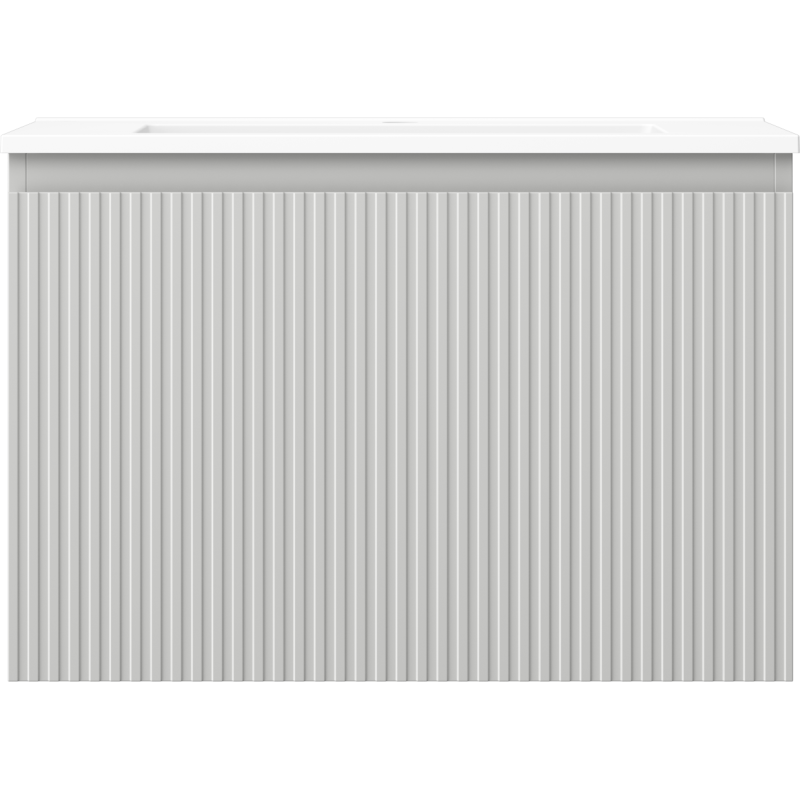 Mexen Rivel fürdőszobai szekrény 70 cm Otis mosdóval, 1 fiók, bordázott, szürke matt/fehér matt - 91A20-07047-1-BF62-W18M01