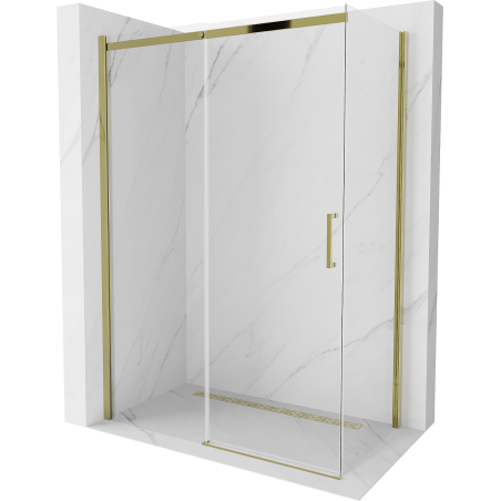 Mexen Omega 140 x 70 cm-es toló zuhanykabin, átlátszó, arany - 825-140-070-50-00