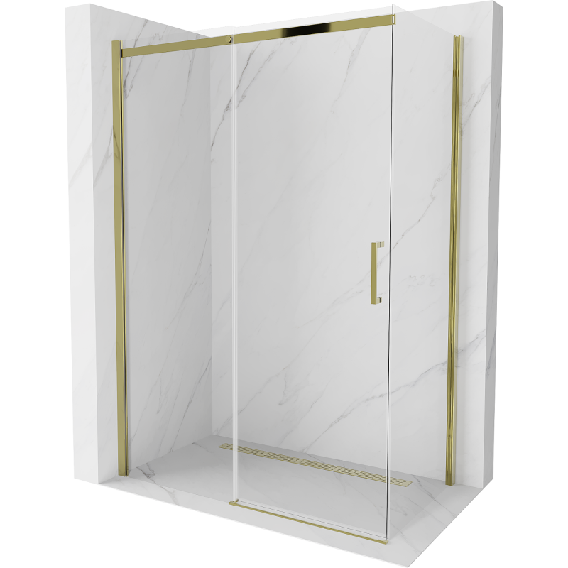 Mexen Omega cabină de duș extensibilă 140 x 80 cm, transparent, Aurie - 825-140-080-50-00