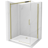 Mexen Omega 100 x 70 cm-es tolóajtós zuhanykabin, átlátszó, arany + Flat zuhanytálca - 825-100-070-50-00-4010