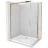 Mexen Omega cabină de duș extensibilă 100 x 70 cm, transparent, Aurie + cadă de duș Flat - 825-100-070-50-00-4010