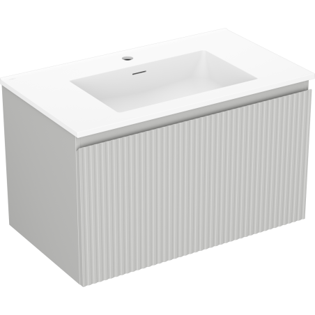 Mexen Rivel dulap baie 80 cm cu lavoar Otis, 1 sertar, fațetat, mat gri/alb mat - 91A20-08047-1-BF62-W18M01