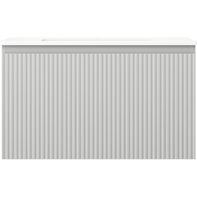 Mexen Rivel dulap baie 80 cm cu chiuvetă Otis, 1 sertar, canelat, gri mat/alb mat - 91A20-08047-1-BF62-W18M01