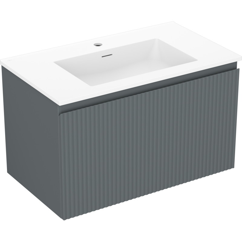 Mexen Rivel dulap baie 80 cm cu lavoar Otis, 1 sertar, striat, grafit mat/alb mat - 91A20-08047-1-BF66-W18M01
