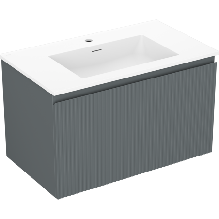 Mexen Rivel dulap baie 80 cm cu lavoar Otis, 1 sertar, fațetat, grafit mat/alb mat - 91A20-08047-1-BF66-W18M01