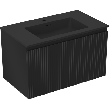 Mexen Rivel dulap baie 80 cm cu lavoar Otis, 1 sertar, fronturi canelate, negru mat - 91A20-08047-1-BF71-W18M71