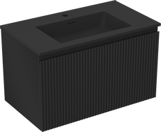 Mexen Rivel dulap baie 80 cm cu lavoar Otis, 1 sertar, fronturi canelate, negru mat - 91A20-08047-1-BF71-W18M71