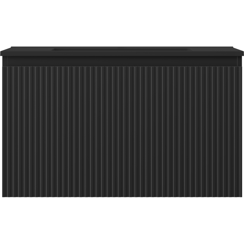 Mexen Rivel dulap baie 80 cm cu lavoar Otis, 1 sertar, canelat, negru mat - 91A20-08047-1-BF71-W18M71