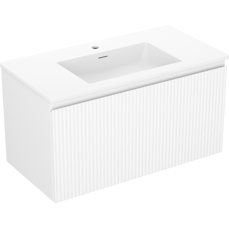 Mexen Rivel dulap baie 90 cm cu lavoar Otis, 1 sertar, canelat, alb mat - 91A20-09047-1-BF01-W18M01