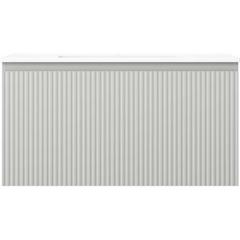 Mexen Rivel fürdőszobai szekrény 90 cm mosdóval Otis, 1 fiók, bordázott, szürke matt/fehér matt - 91A20-09047-1-BF62-W18M01