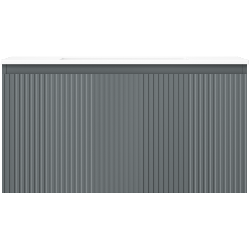 Mexen Rivel 90 cm-es fürdőszobai szekrény Otis mosdóval, 1 fiók, bordázott, grafit matt/fehér matt - 91A20-09047-1-BF66-W18M01