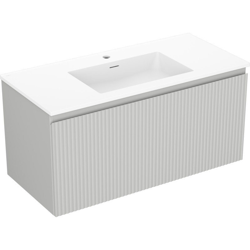 Mexen Rivel dulap baie 100 cm cu chiuvetă Otis, 1 sertar, riflat, gri mat/alb mat - 91A20-10047-1-BF62-W18M01