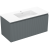 Mexen Rivel dulap baie 100 cm cu lavoar Otis, 1 sertar, cu caneluri, grafit mat/alb mat - 91A20-10047-1-BF66-W18M01